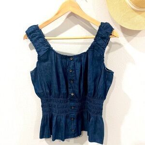 Lapis Navy‎ Sleeveless Button-Up Blouse size large